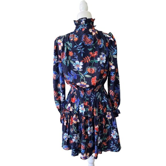 Hunter Bell Women's Joplin Dress Floral Silk Size Small Ruffle High Neck - Picture 5 of 11